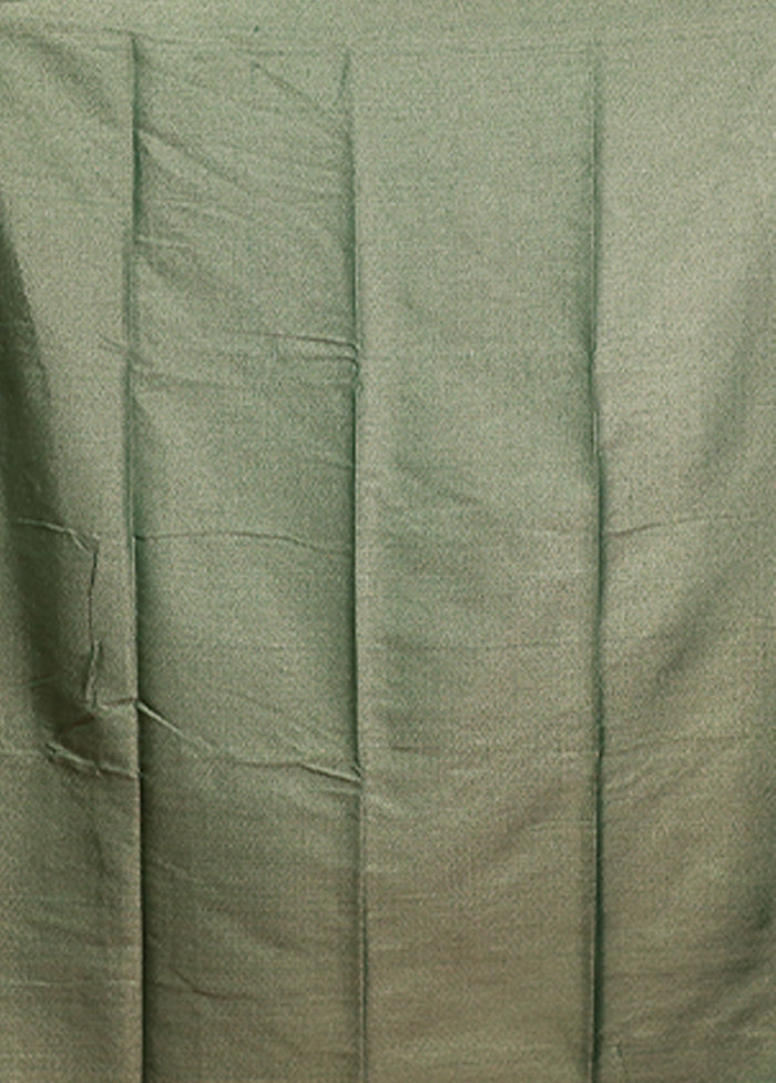 Green Dupion Silk Saree With Blouse Piece