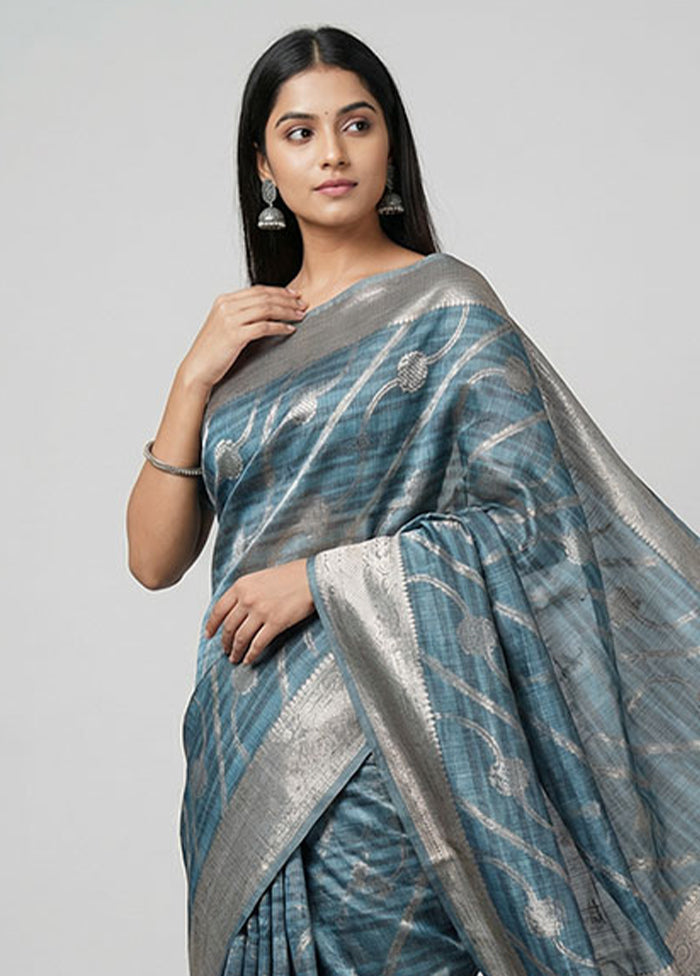 Green Kora Silk Saree With Blouse Piece
