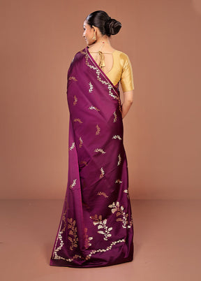 Purple Banarasi Silk Saree With Blouse Piece