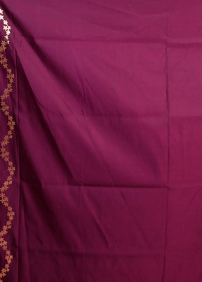 Purple Banarasi Silk Saree With Blouse Piece