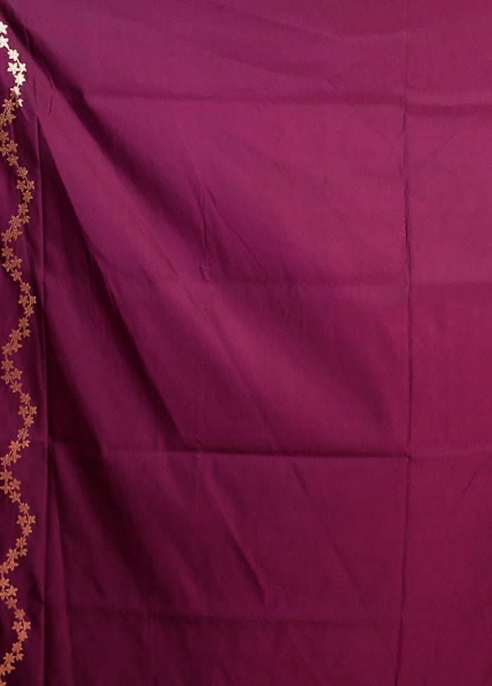 Purple Banarasi Silk Saree With Blouse Piece