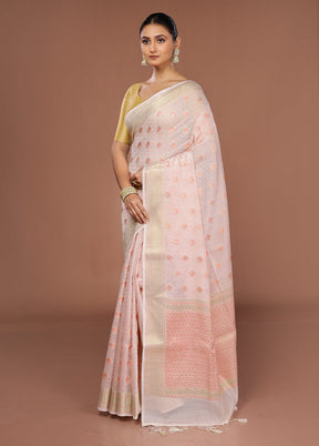 Pink Kora Silk Saree With Blouse Piece