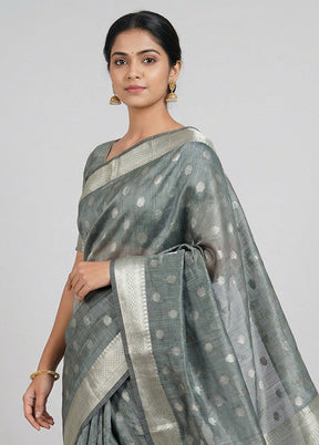 Green Kora Silk Saree With Blouse Piece