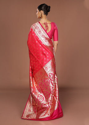 Red Tanchoi Silk Saree With Blouse Piece