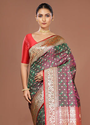 Purple Tanchoi Silk Saree With Blouse Piece