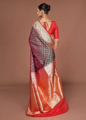 Purple Tanchoi Silk Saree With Blouse Piece