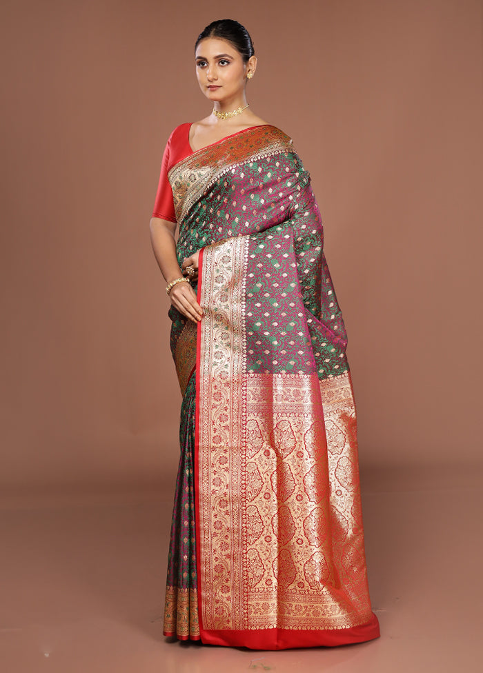 Purple Tanchoi Silk Saree With Blouse Piece