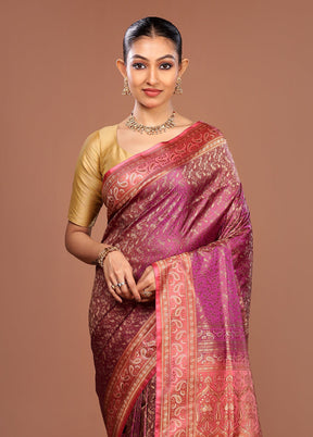 Purple Jamewar Silk Saree With Blouse Piece