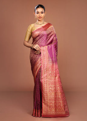 Purple Jamewar Silk Saree With Blouse Piece