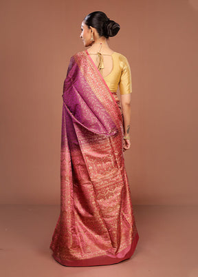 Purple Jamewar Silk Saree With Blouse Piece
