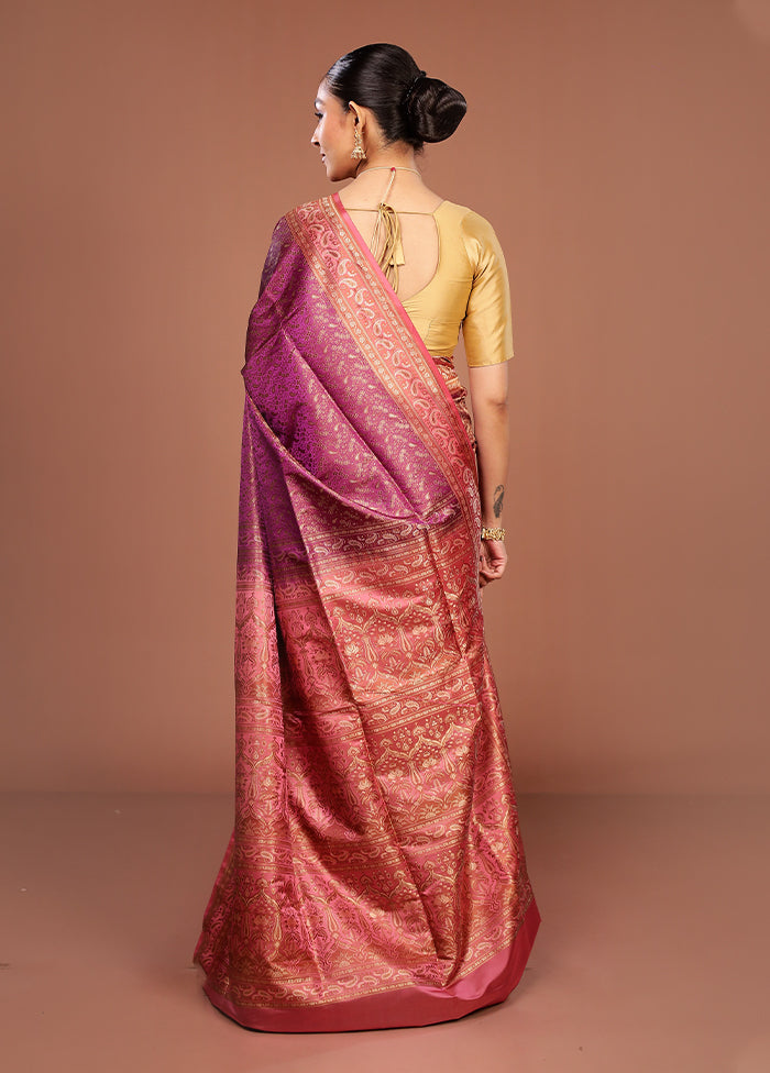 Purple Jamewar Silk Saree With Blouse Piece