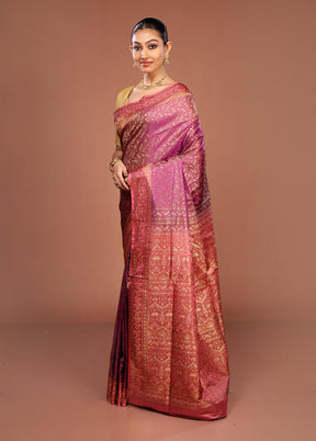 Purple Jamewar Silk Saree With Blouse Piece