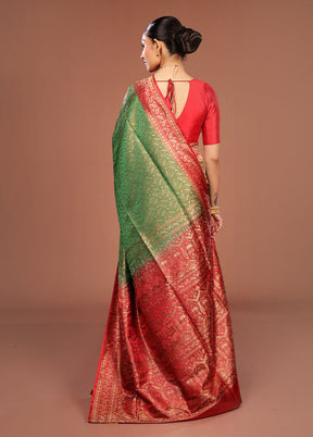 Green Jamewar Silk Saree With Blouse Piece