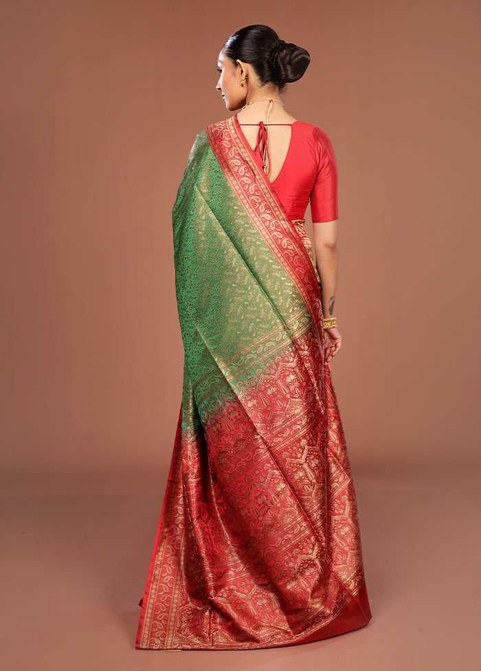 Green Jamewar Silk Saree With Blouse Piece