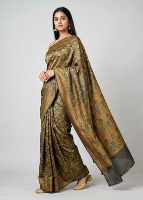 Black Jamewar Silk Saree With Blouse Piece