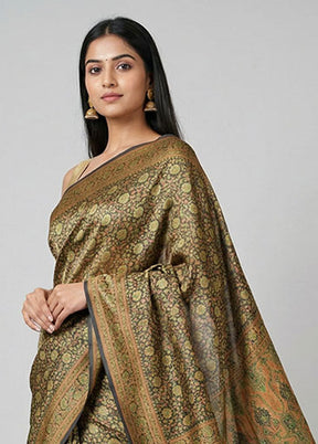 Black Jamewar Silk Saree With Blouse Piece