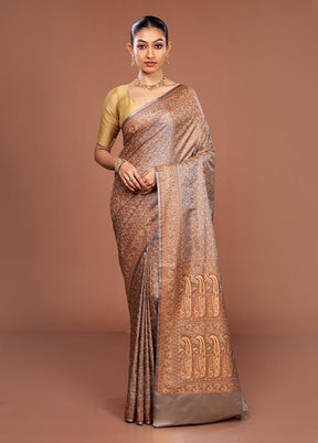 Grey Jamewar Silk Saree With Blouse Piece