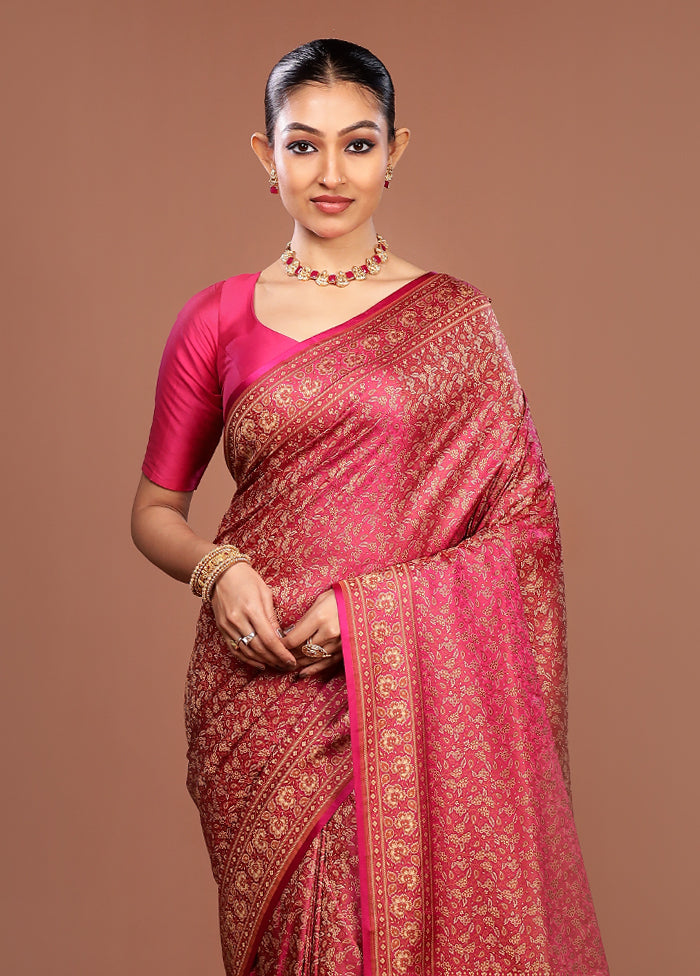 Purple Jamewar Silk Saree With Blouse Piece