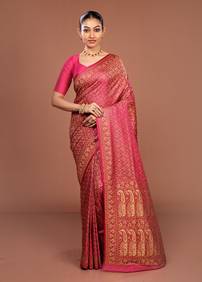 Purple Jamewar Silk Saree With Blouse Piece