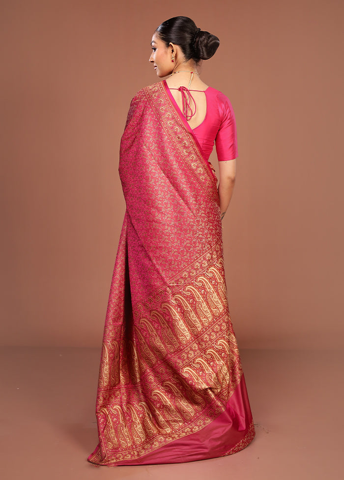 Purple Jamewar Silk Saree With Blouse Piece