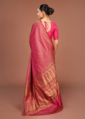 Purple Jamewar Silk Saree With Blouse Piece