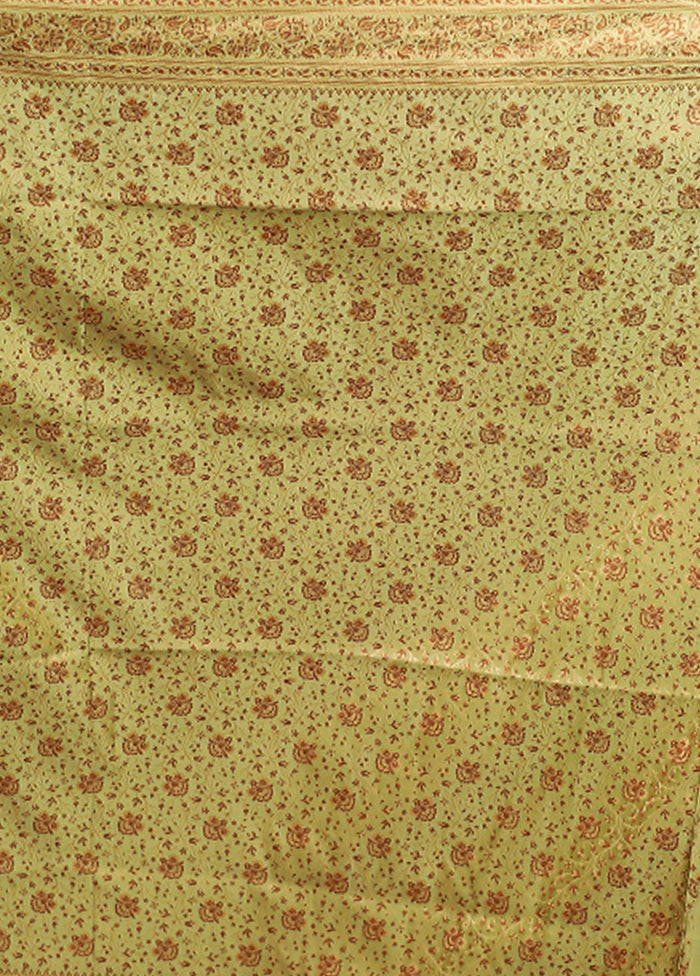 Green Jamewar Silk Saree With Blouse Piece