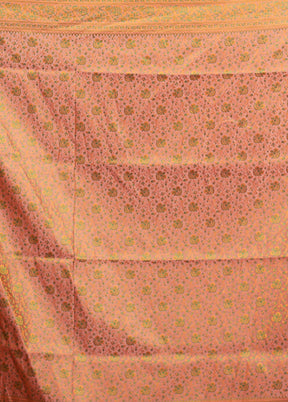 Pink Jamewar Silk Saree With Blouse Piece