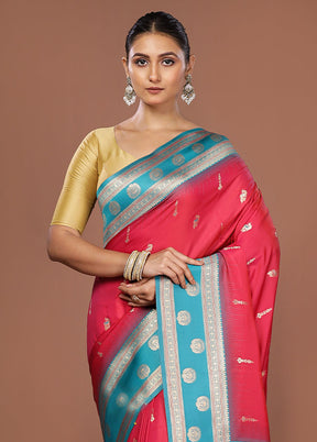 Pink Dupion Silk Saree With Blouse Piece