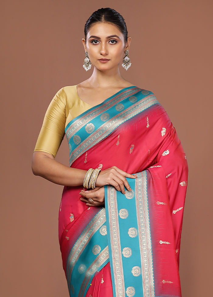 Pink Dupion Silk Saree With Blouse Piece