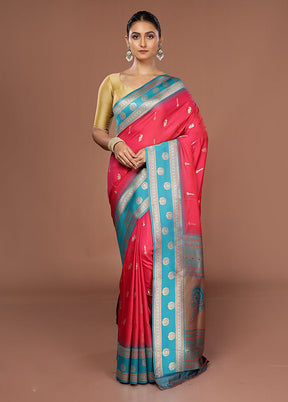 Pink Dupion Silk Saree With Blouse Piece