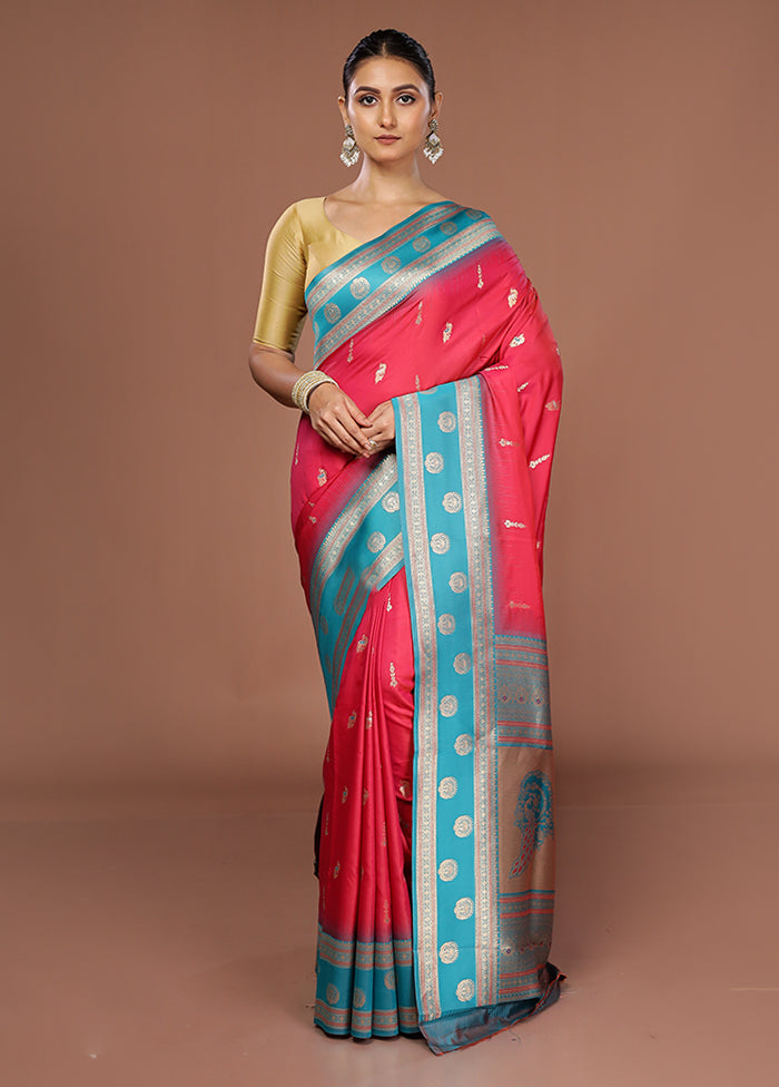 Pink Dupion Silk Saree With Blouse Piece
