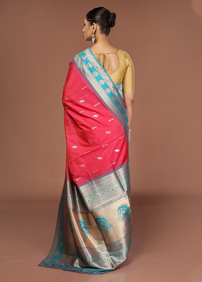 Pink Dupion Silk Saree With Blouse Piece