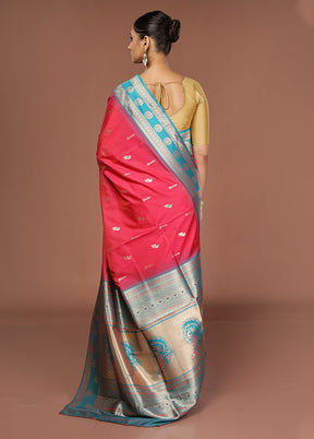 Pink Dupion Silk Saree With Blouse Piece