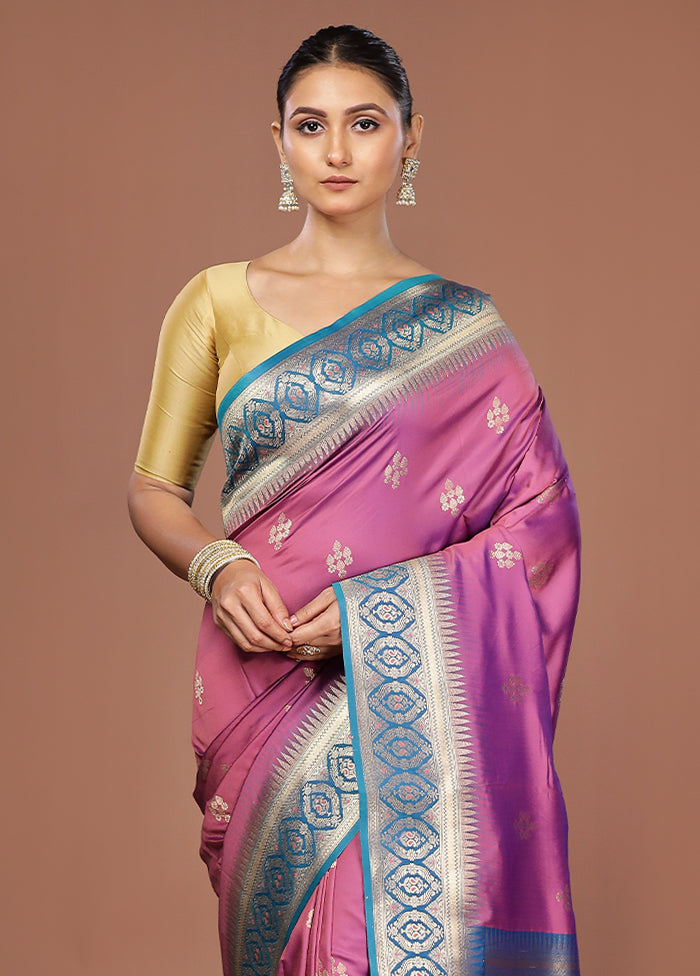 Pink Dupion Silk Saree With Blouse Piece