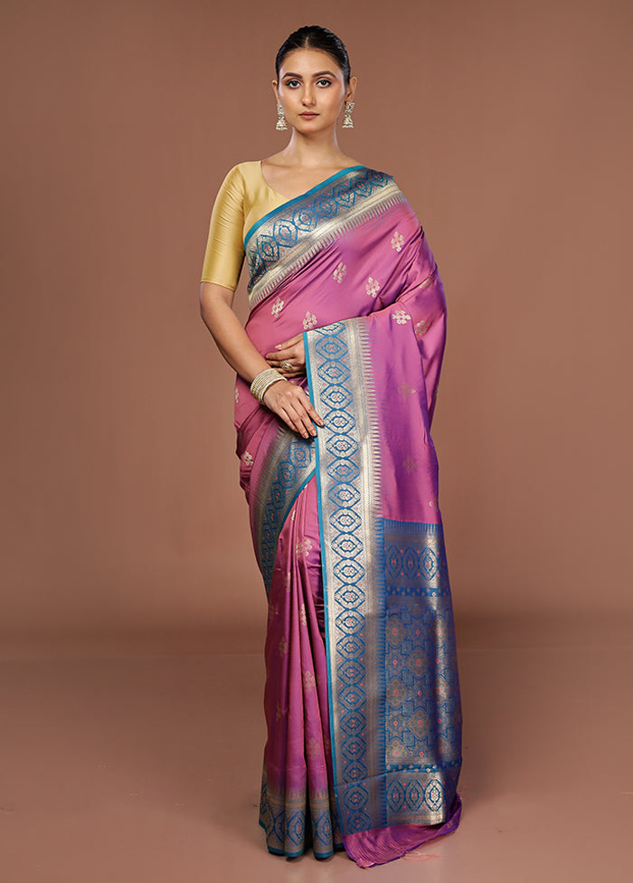 Pink Dupion Silk Saree With Blouse Piece