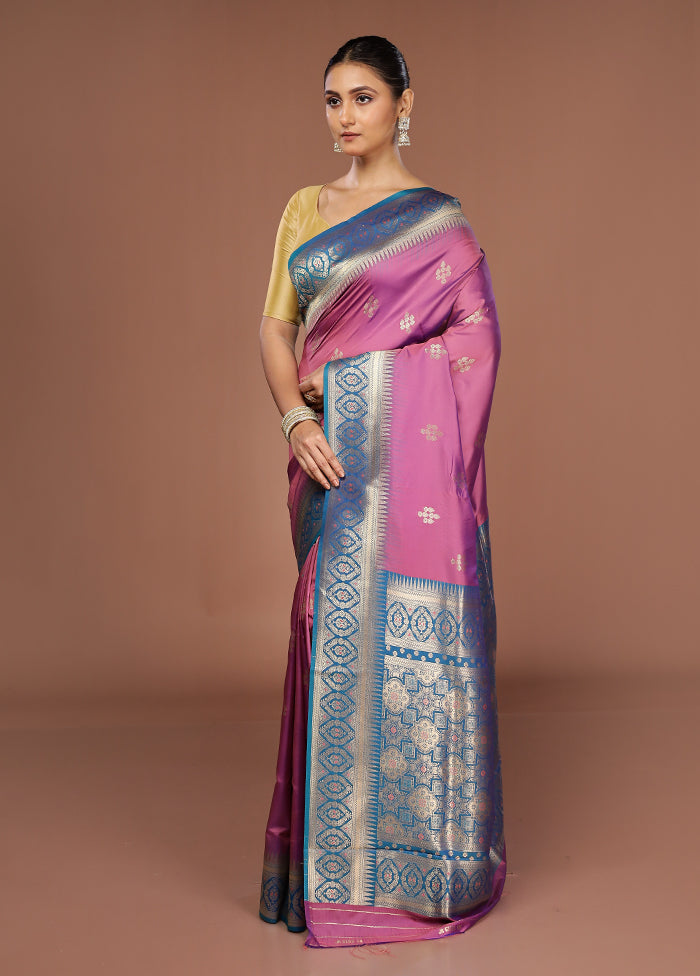 Pink Dupion Silk Saree With Blouse Piece