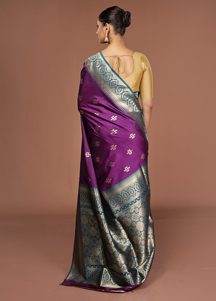 Purple Dupion Silk Saree With Blouse Piece