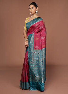 Purple Dupion Silk Saree With Blouse Piece