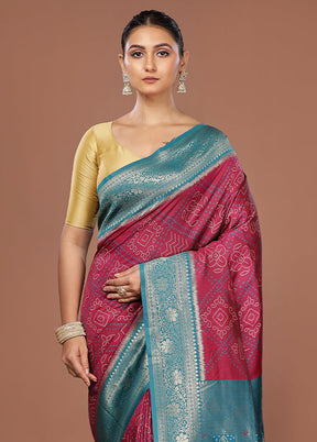 Maroon Dupion Silk Saree With Blouse Piece