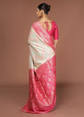 Cream Dupion Silk Saree With Blouse Piece
