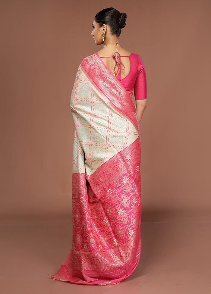 Cream Dupion Silk Saree With Blouse Piece