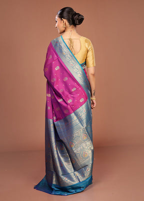Purple Dupion Silk Saree With Blouse Piece
