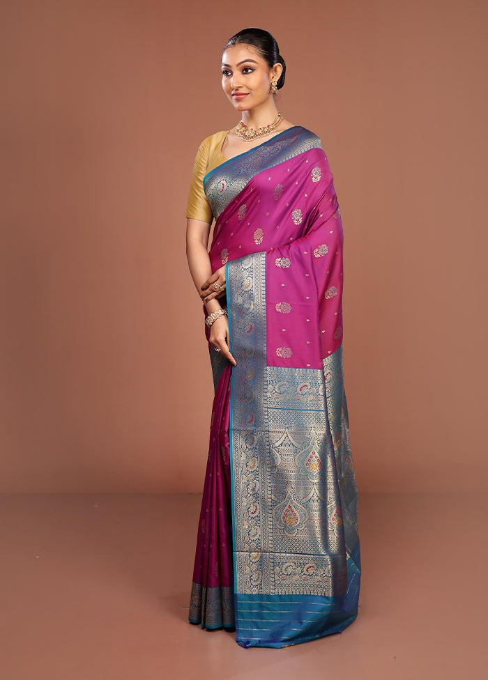 Purple Dupion Silk Saree With Blouse Piece