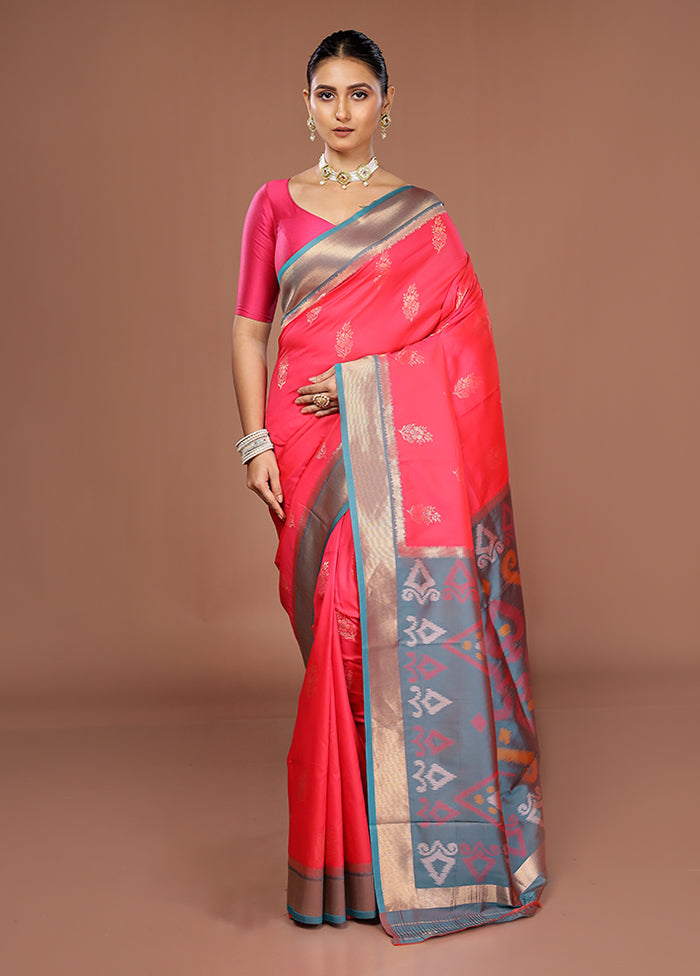 Pink Dupion Silk Saree With Blouse Piece