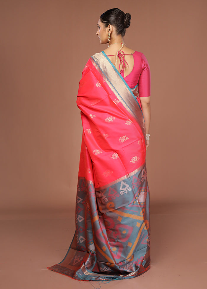 Pink Dupion Silk Saree With Blouse Piece