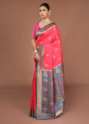 Pink Dupion Silk Saree With Blouse Piece