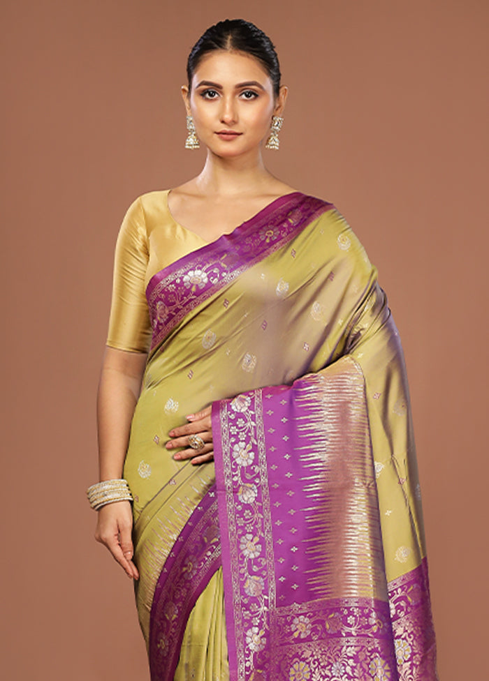 Green Dupion Silk Saree With Blouse Piece