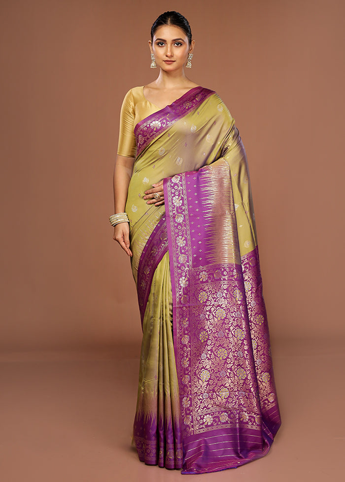 Green Dupion Silk Saree With Blouse Piece