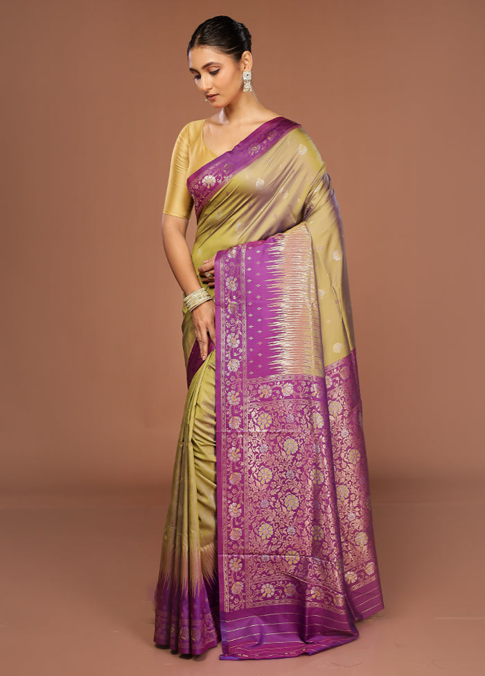 Green Dupion Silk Saree With Blouse Piece