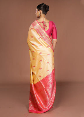 Cream Dupion Silk Saree With Blouse Piece